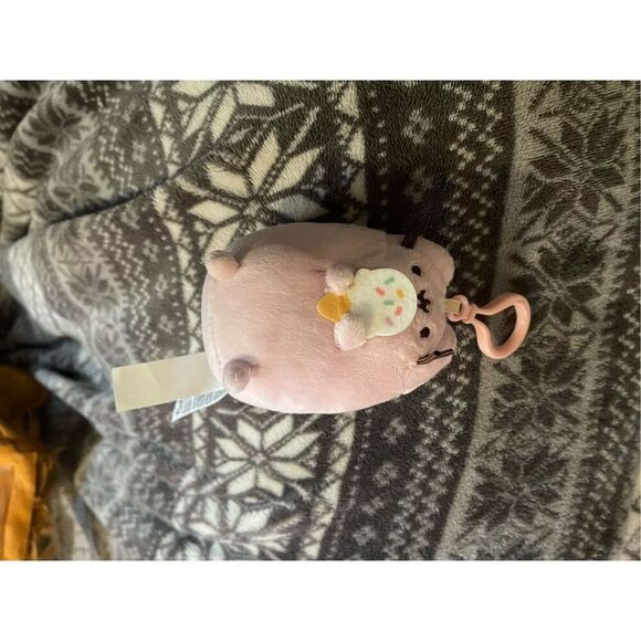 Pusheen Clip Ice Cream Cone Plush Pink and Purple Kitty Cat Backpack - Picture 1 of 3